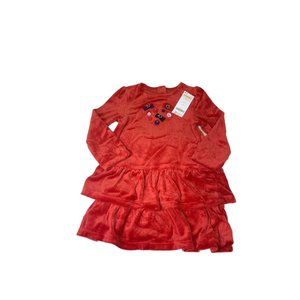 NWT Gymboree Girls Red Velour Dress Button Bow Accent Heart 4T